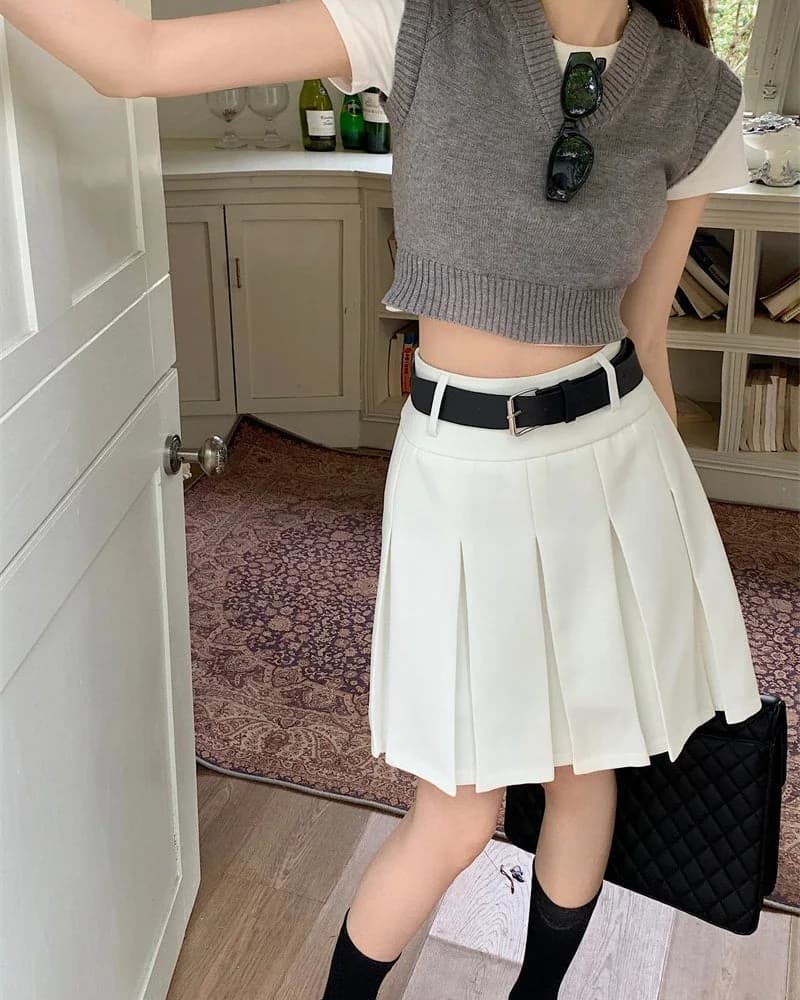 Good Manners Knee-Length Pleated Skirt — view 3 Good Manners Knee-Length Pleated Skirt — view 3