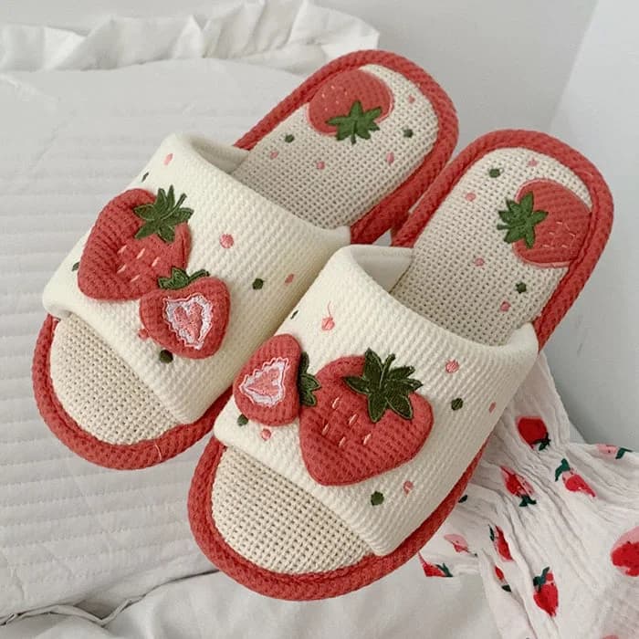 Cute Strawberry Slippers — view 2 Cute Strawberry Slippers — view 2