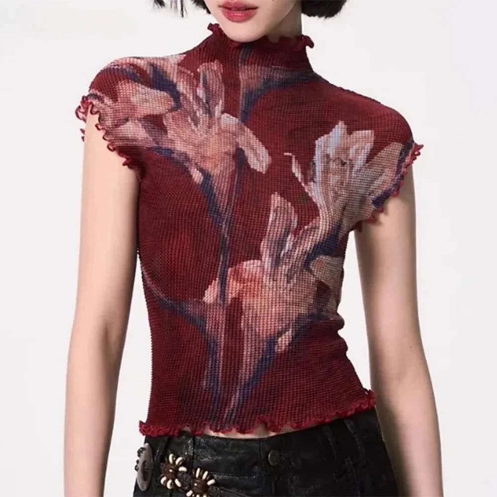 Crimson Bloom Mesh Top — view 2 Crimson Bloom Mesh Top — view 2