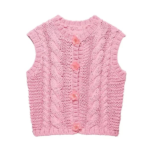 Pastel Pink Knitted Top — view 1 Pastel Pink Knitted Top — view 1