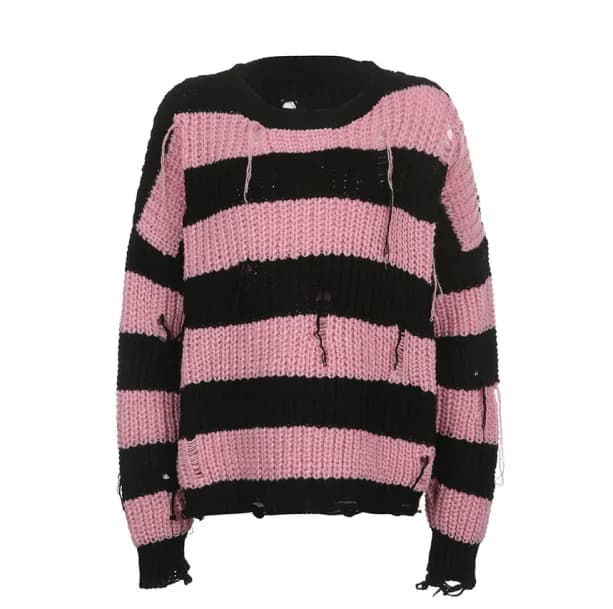 Pink Distress Emo Sweater — view 1 Pink Distress Emo Sweater — view 1