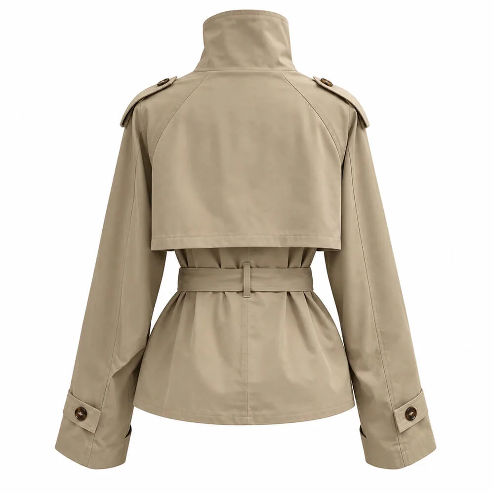 Paparazzi Ready Khaki Belted Trench — view 2 Paparazzi Ready Khaki Belted Trench — view 2