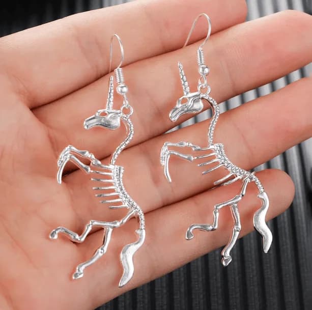 Unicorn Skeleton Earrings — view 2 Unicorn Skeleton Earrings — view 2