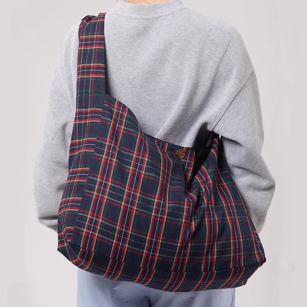 Preppy Style Plaid Tote Bag — view 3 Preppy Style Plaid Tote Bag — view 3