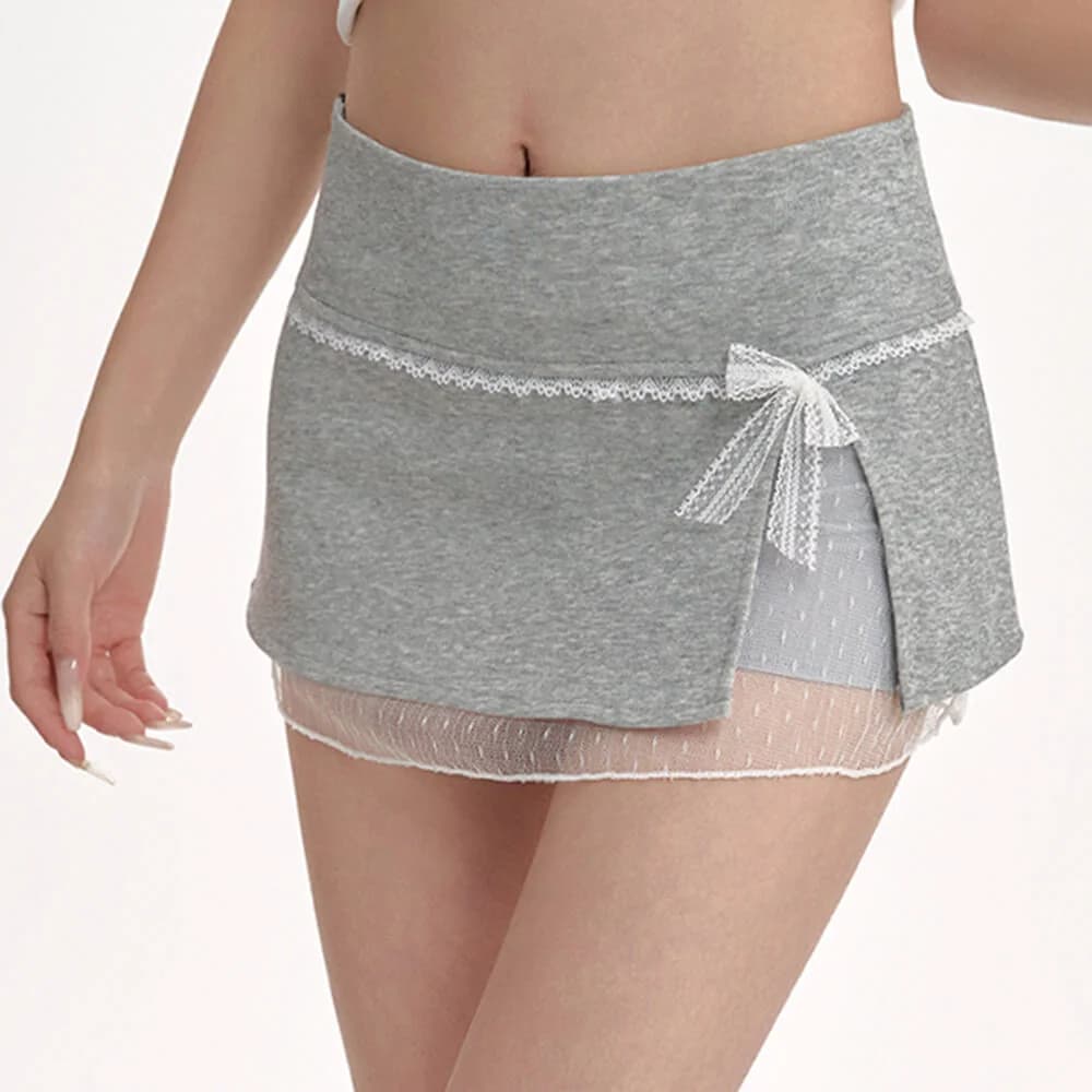 Coquette Aesthetic Lace Bow Skort — view 2 Coquette Aesthetic Lace Bow Skort — view 2