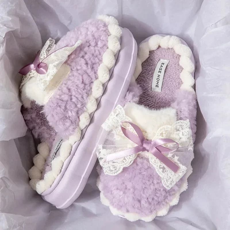 Fluffy Ribbon Slippers — view 1 Fluffy Ribbon Slippers — view 1