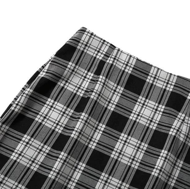 Black And White Plaid Mini Skirt — view 2 Black And White Plaid Mini Skirt — view 2