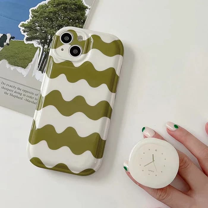 Green Wave Pattern iPhone Case — view 1 Green Wave Pattern iPhone Case — view 1