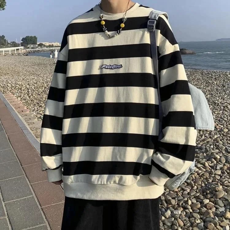 Y2K Striped Sweatshirt — view 2 Y2K Striped Sweatshirt — view 2