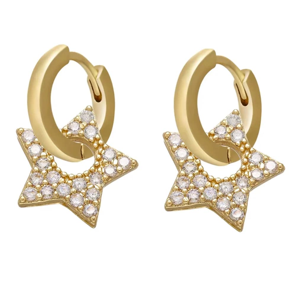 Y2K Star Drop Hoops Earrings — view 1 Y2K Star Drop Hoops Earrings — view 1