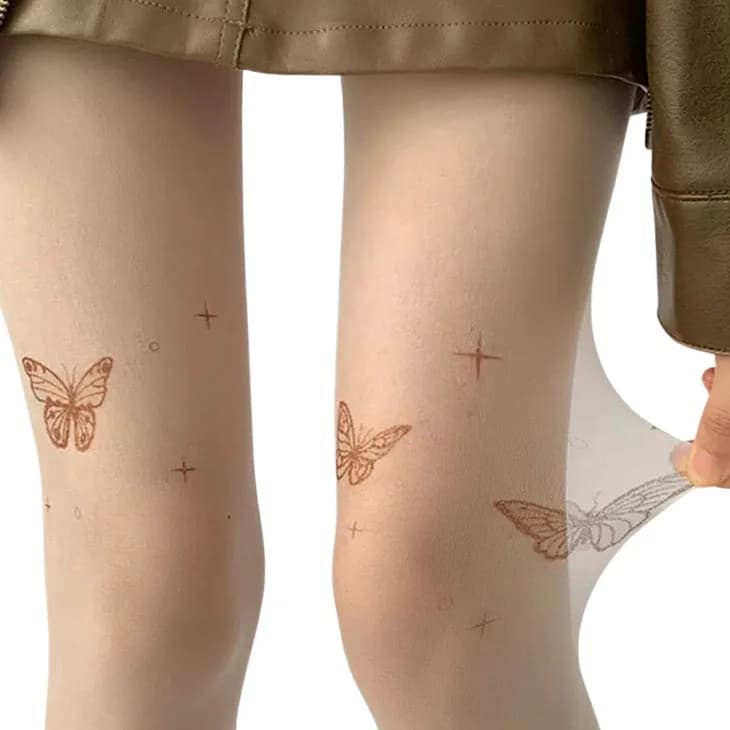 Butterfly Print Sheer Tights — view 1 Butterfly Print Sheer Tights — view 1