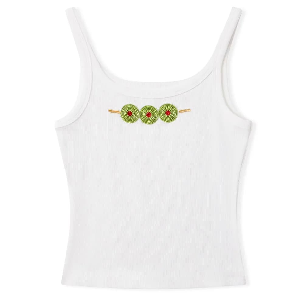 Olive Skewer Beaded Tank Top — view 1 Olive Skewer Beaded Tank Top — view 1