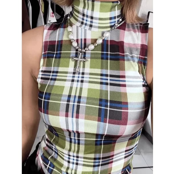 Plaid Aesthetic Tank Top — view 2 Plaid Aesthetic Tank Top — view 2