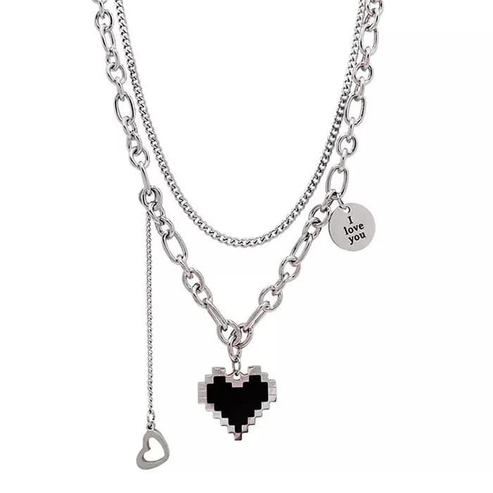 Pixel Heart Necklace — view 1 Pixel Heart Necklace — view 1