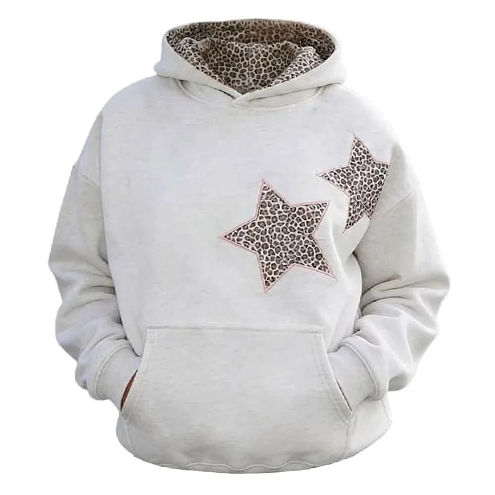 Y2K Leopard Star Hoodie — view 1 Y2K Leopard Star Hoodie — view 1