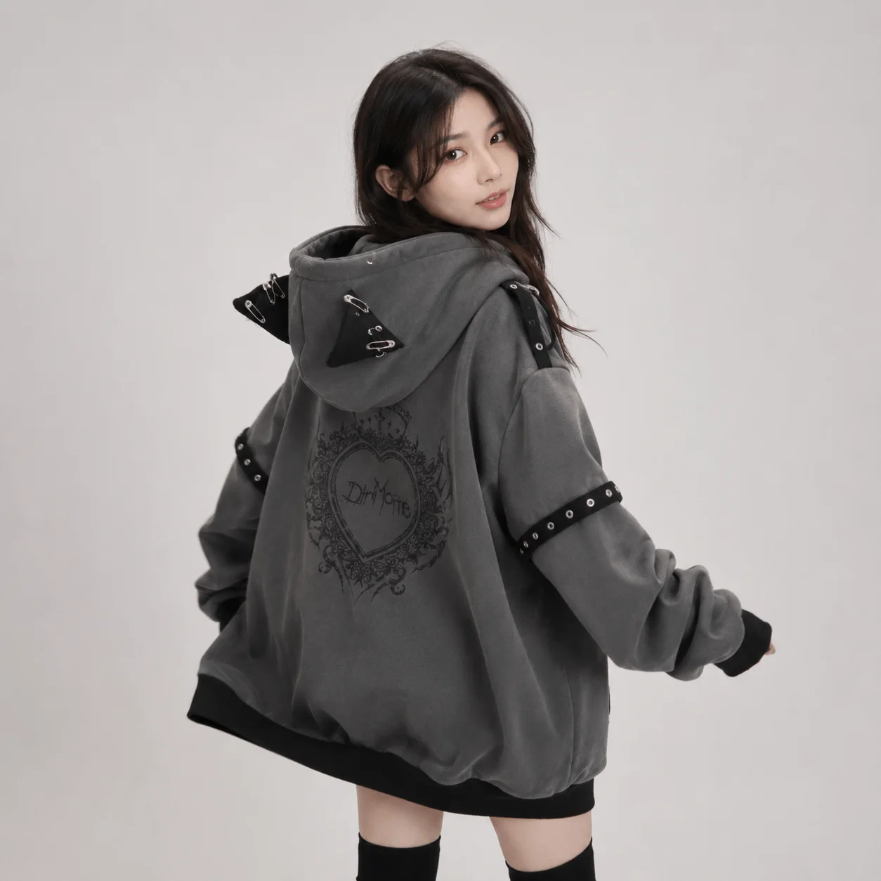 Gothic Cat Streetwear Harajuku Hoodie Jacket — view 2 Gothic Cat Streetwear Harajuku Hoodie Jacket — view 2