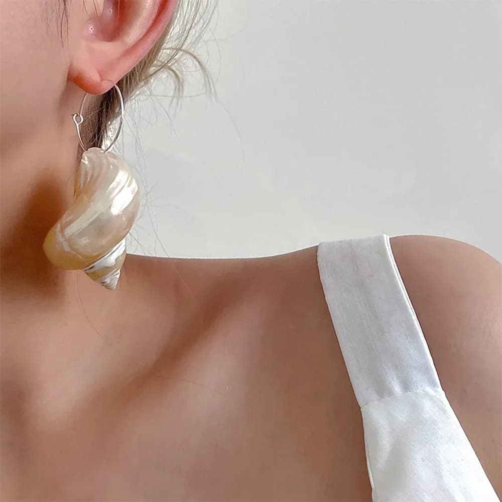 Vintage Style Seashell Earrings — view 2 Vintage Style Seashell Earrings — view 2