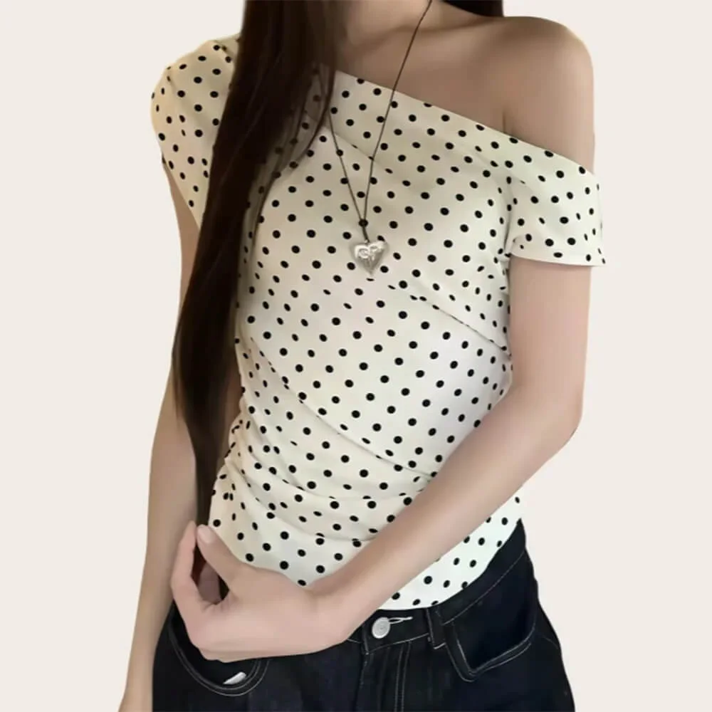 Coquette Polka Dot Off Shoulder Top — view 2 Coquette Polka Dot Off Shoulder Top — view 2