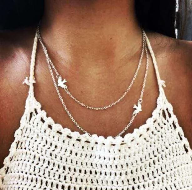 Double Layer Bird Necklace — view 1 Double Layer Bird Necklace — view 1