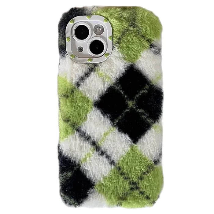 Fluffy Green Argyle iPhone Case — view 1 Fluffy Green Argyle iPhone Case — view 1