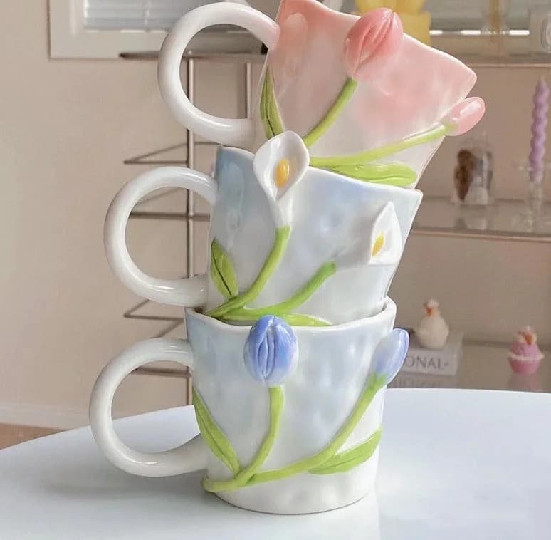 Floral Handpainted Mugs — view 2 Floral Handpainted Mugs — view 2