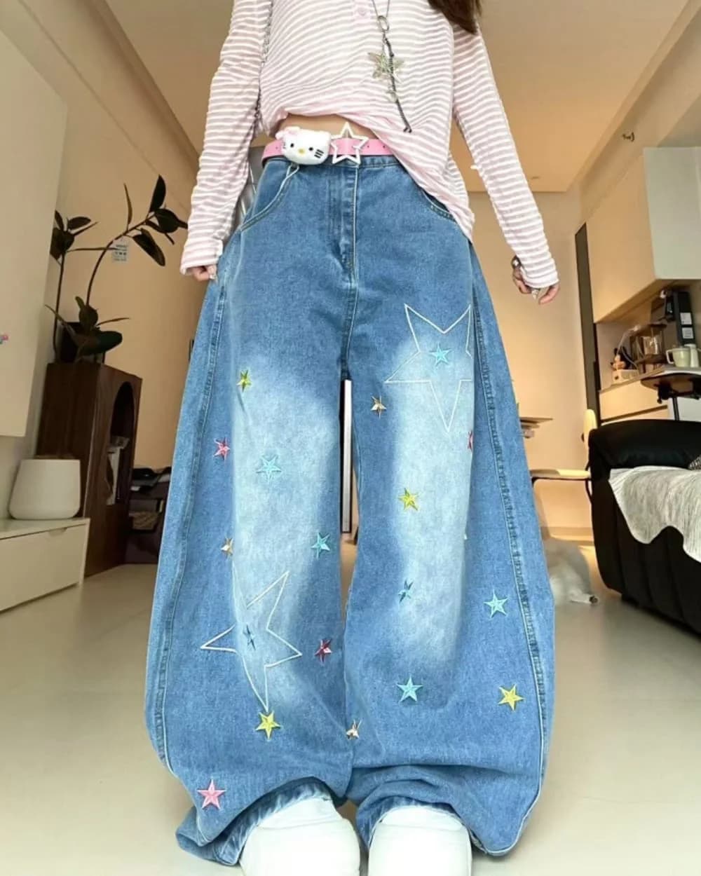 Utah Style Star Wide Leg Jeans — view 2 Utah Style Star Wide Leg Jeans — view 2