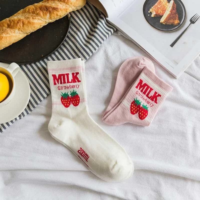 Kawaii Strawberry Milk Socks — view 2 Kawaii Strawberry Milk Socks — view 2