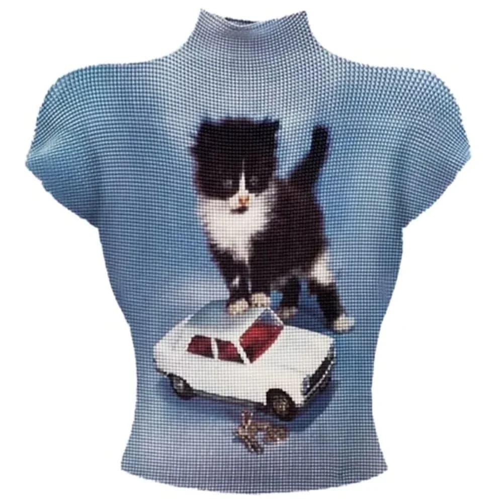 Playful Kitten Y2K Baby Tee — view 1 Playful Kitten Y2K Baby Tee — view 1
