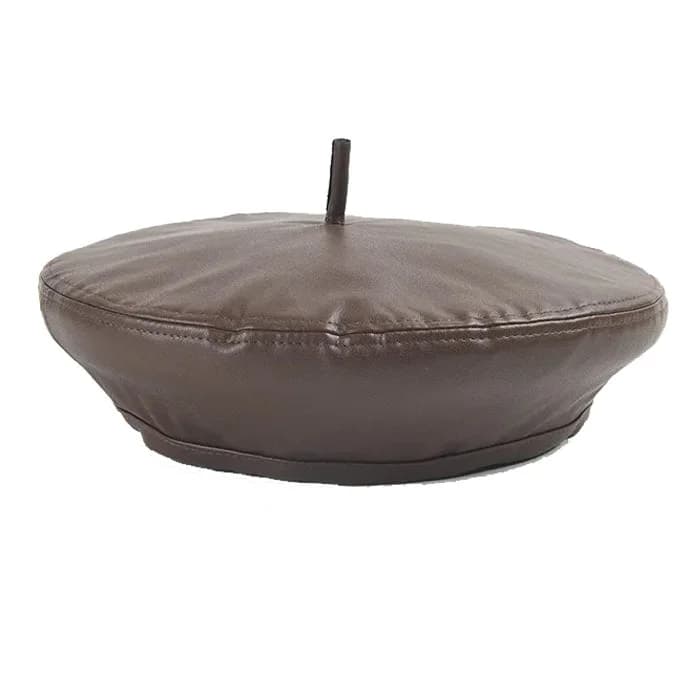 Minimalist Aesthetic Leather Beret Hat — view 2 Minimalist Aesthetic Leather Beret Hat — view 2