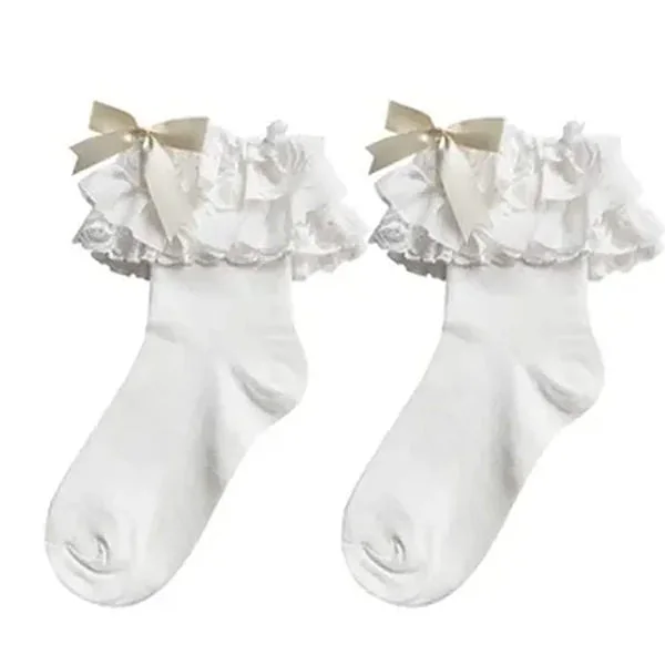 Lace Ruffle Bow Socks — view 2 Lace Ruffle Bow Socks — view 2