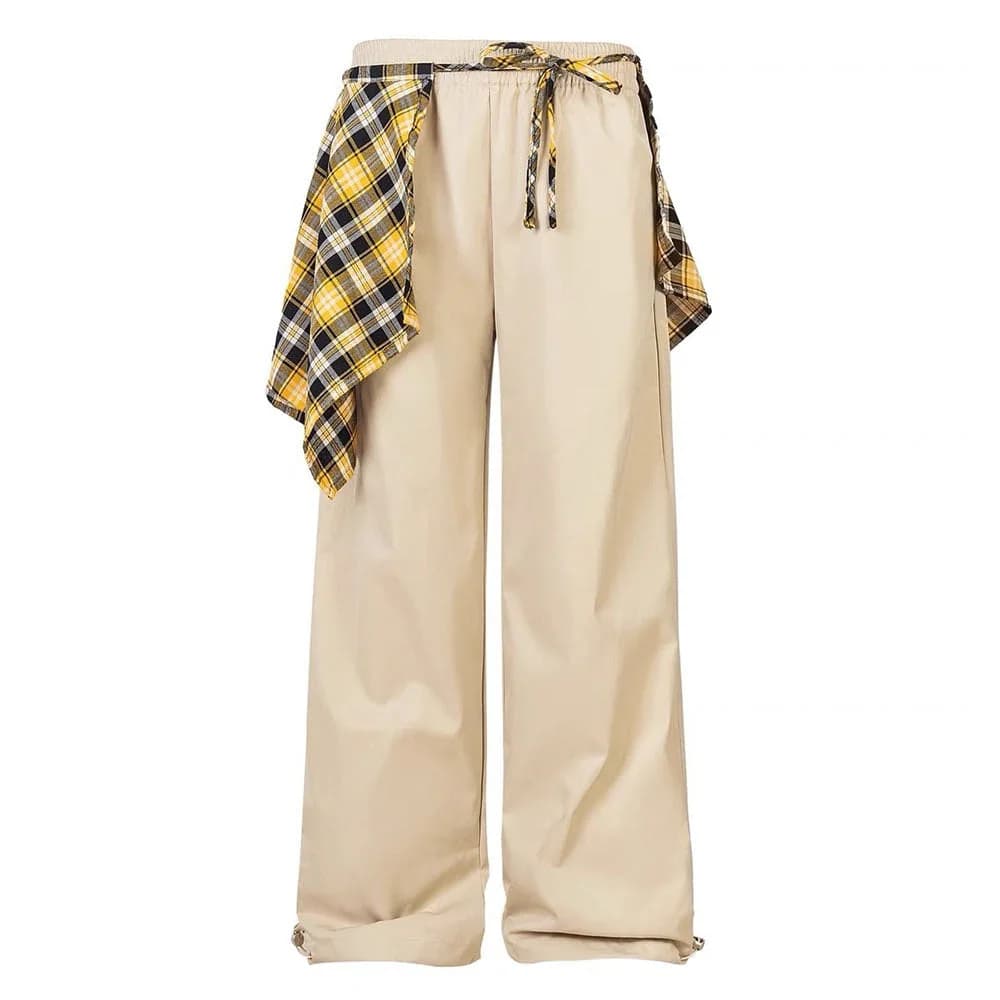 Plaid Shirt-Tied Baggy Trousers — view 2 Plaid Shirt-Tied Baggy Trousers — view 2