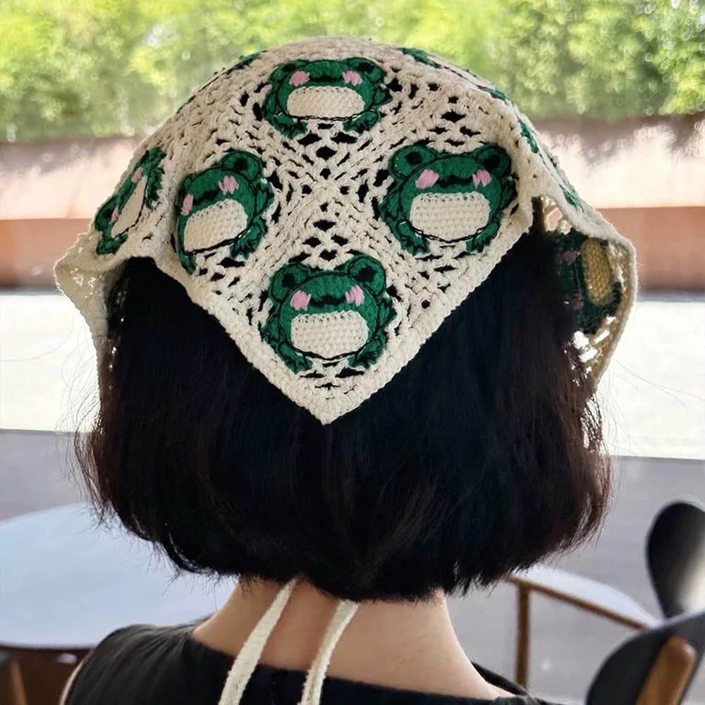 Frog Crochet Triangle Bandana — view 2 Frog Crochet Triangle Bandana — view 2