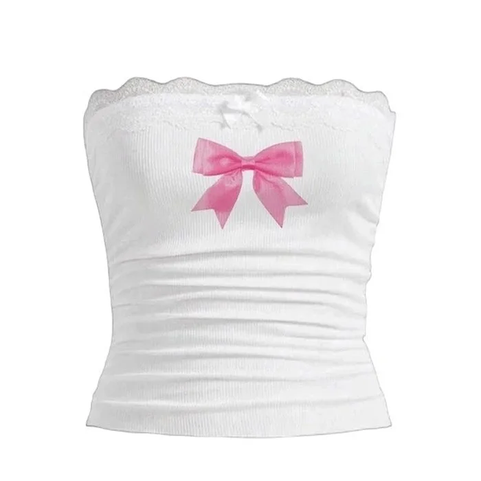 Y2K Bowknot Lace Tube Top — view 1 Y2K Bowknot Lace Tube Top — view 1