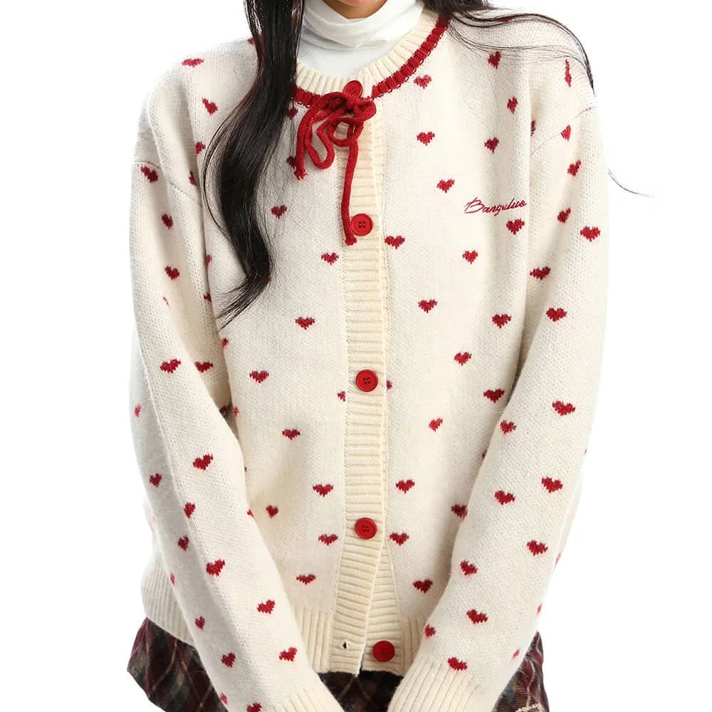 Croissant Run Heart Cardigan — view 3 Croissant Run Heart Cardigan — view 3