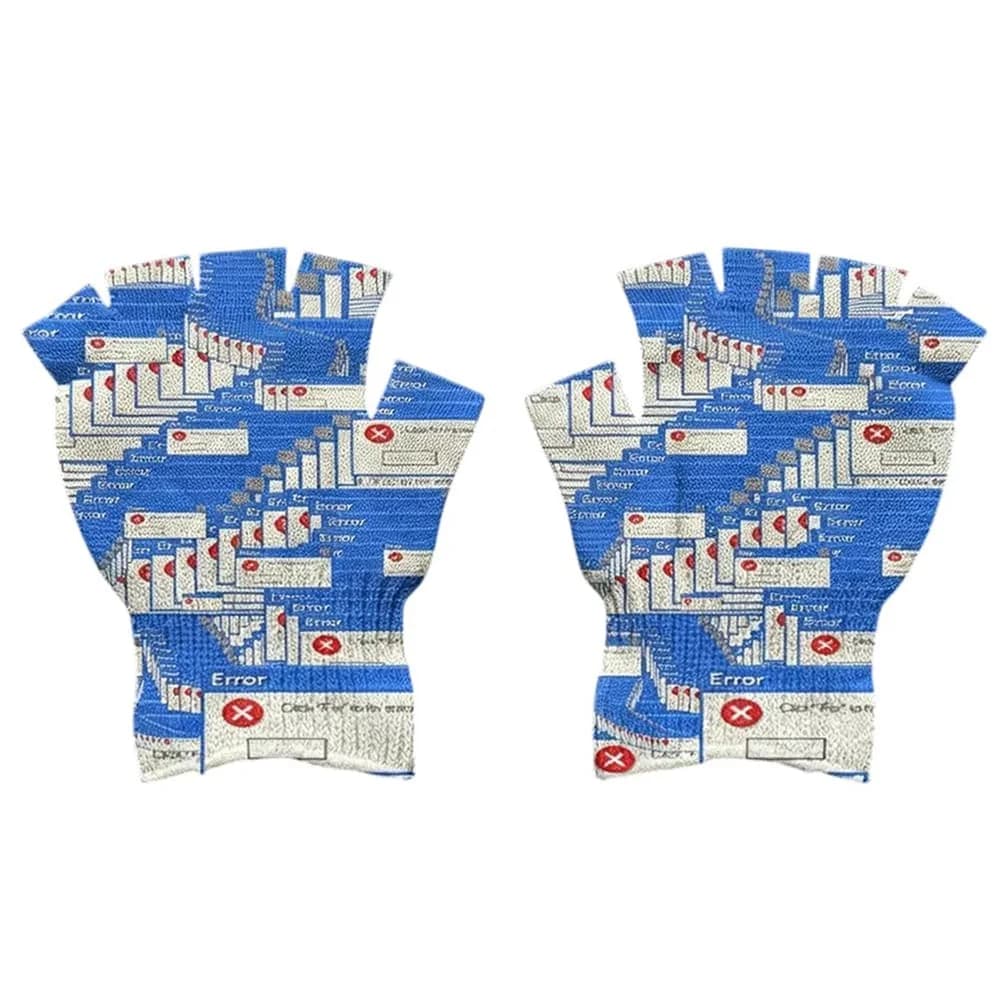 Windows Error Message Fingerless Gloves — view 1 Windows Error Message Fingerless Gloves — view 1