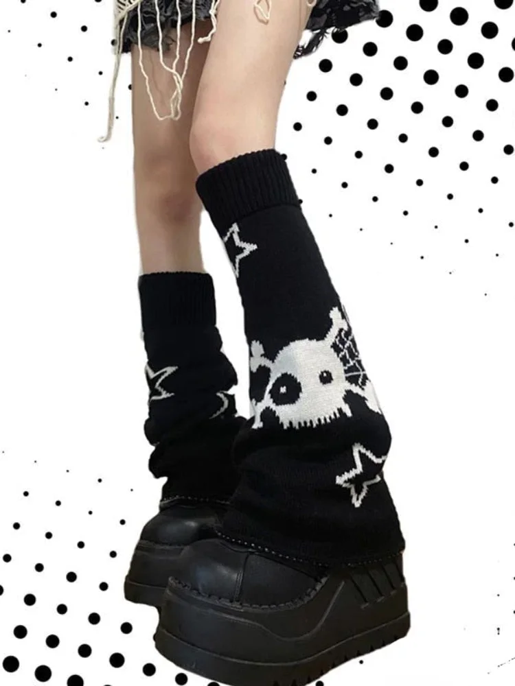 Skull & Star Goth Leg Warmers — view 2 Skull & Star Goth Leg Warmers — view 2
