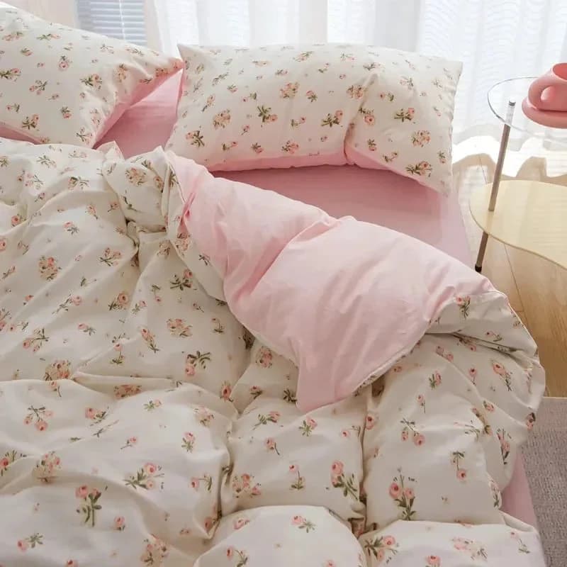 Vintage Flowers Floral Cute Polyester Bedding Set with Bed Sheet — view 2 Vintage Flowers Floral Cute Polyester Bedding Set with Bed Sheet — view 2