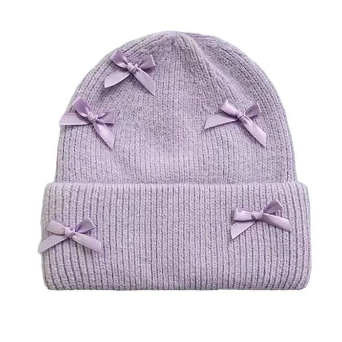 Soft Girl Bows Beanie Hat — view 2 Soft Girl Bows Beanie Hat — view 2