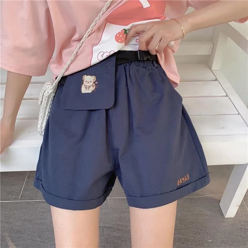 Cute Bear Wide Leg Shorts — view 1 Cute Bear Wide Leg Shorts — view 1