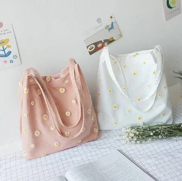 Daisy Embroidered Tote Bag — view 3 Daisy Embroidered Tote Bag — view 3