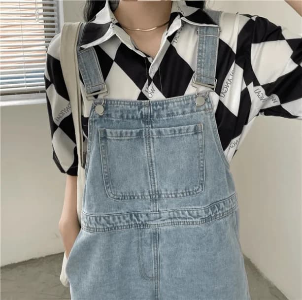 Short Sleeve Denim Romper — view 2 Short Sleeve Denim Romper — view 2