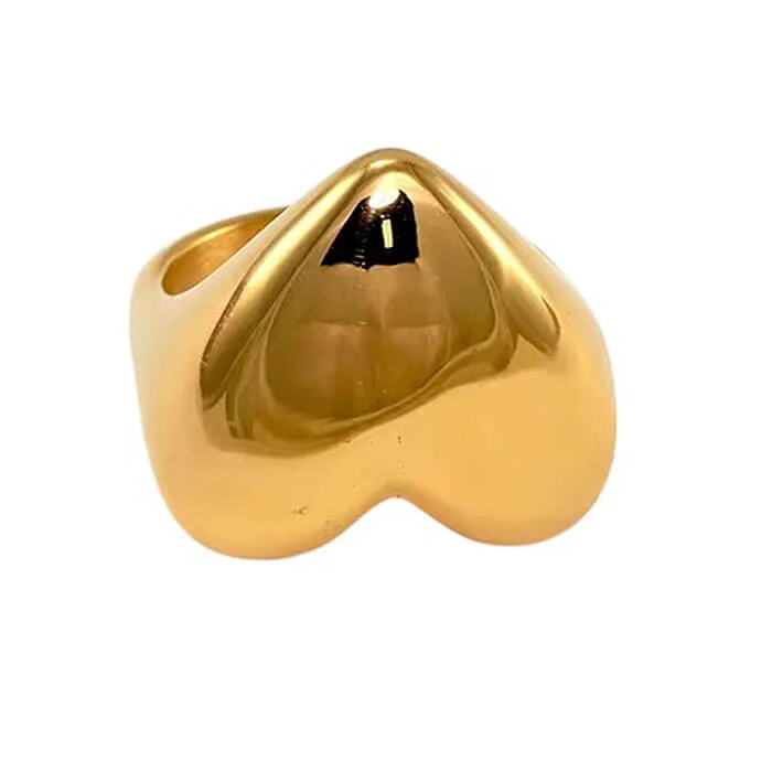 Chunky Heart Gold Ring — view 2 Chunky Heart Gold Ring — view 2