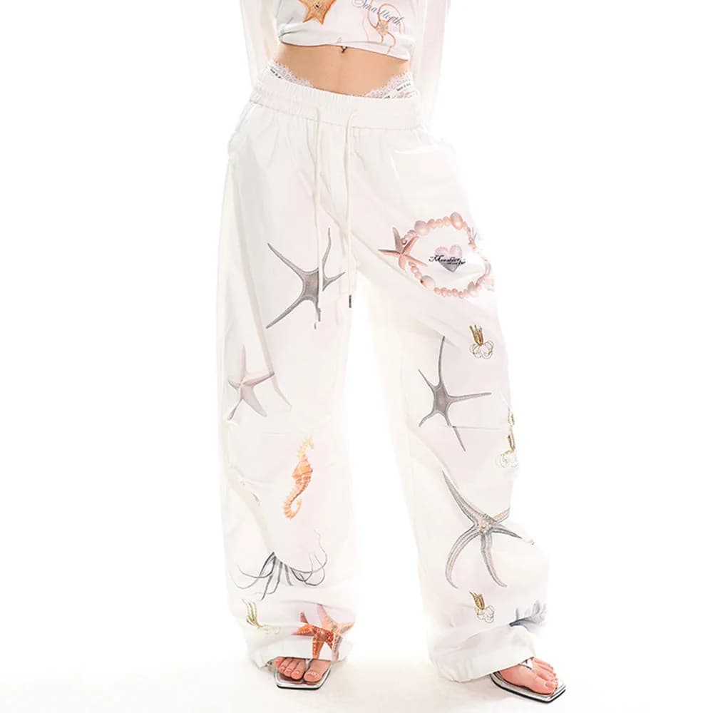 Mermaid Aesthetic Wide-Leg Trousers — view 1 Mermaid Aesthetic Wide-Leg Trousers — view 1