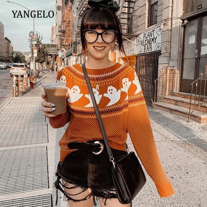 Ghost Pattern Knit Sweater — view 2 Ghost Pattern Knit Sweater — view 2