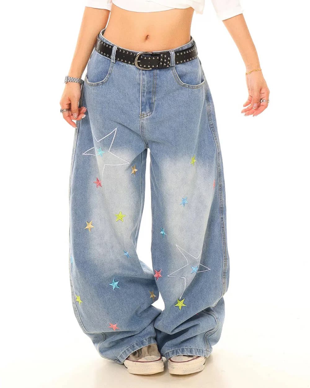 Star Embroidery Baggy Jeans — view 2 Star Embroidery Baggy Jeans — view 2