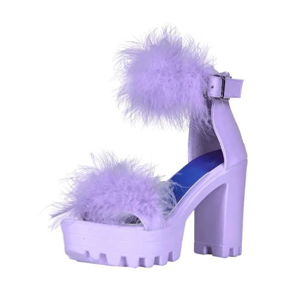 Fluffy Open Toe Party Shoes — view 1 Fluffy Open Toe Party Shoes — view 1
