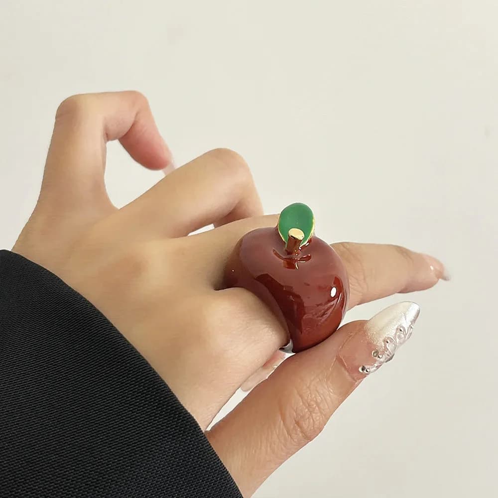 Red Apple Core Ring — view 2 Red Apple Core Ring — view 2