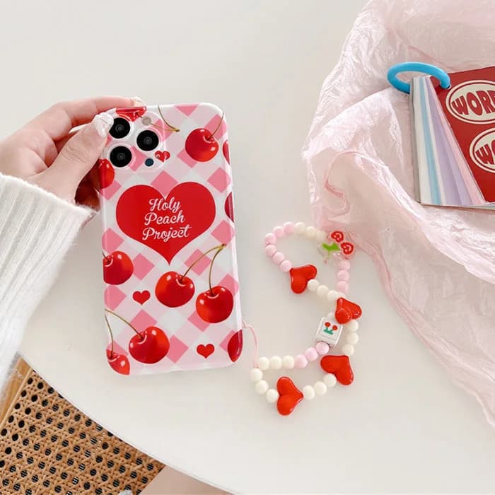 Cherry Beaded iPhone Case — view 2 Cherry Beaded iPhone Case — view 2