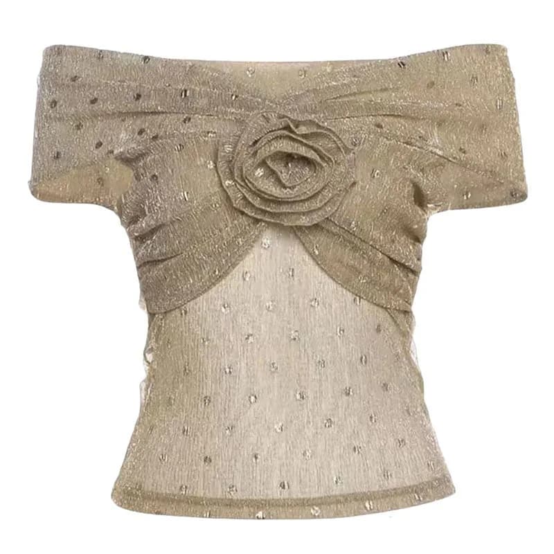 Charming Rose Bardot Mesh Top — view 1 Charming Rose Bardot Mesh Top — view 1
