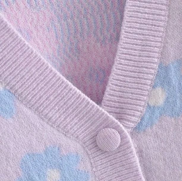 Pastel Purple Daisy Sweater — view 3 Pastel Purple Daisy Sweater — view 3